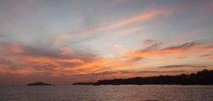 Sunset at catamaran charter, Pearl Islands